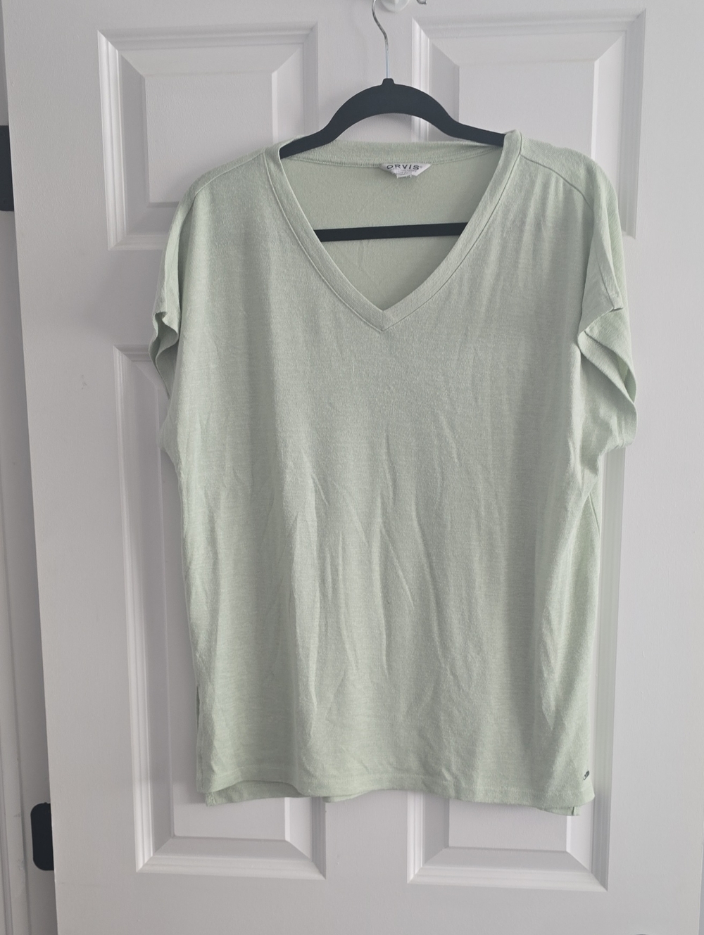 Orvis Women's Short Sleeve V-Neck Tee in Pale Green